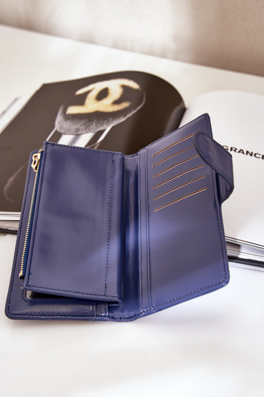 Portefeuille femme en simili cuir bleu marine Kalinessa