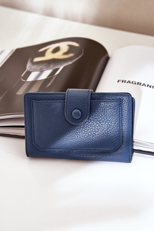 Portefeuille femme en simili cuir bleu marine Isamille