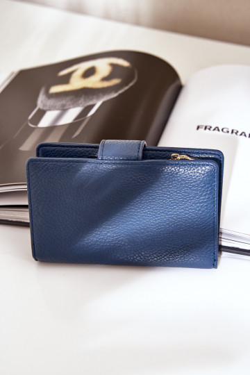Portefeuille femme en simili cuir bleu marine Isamille 2