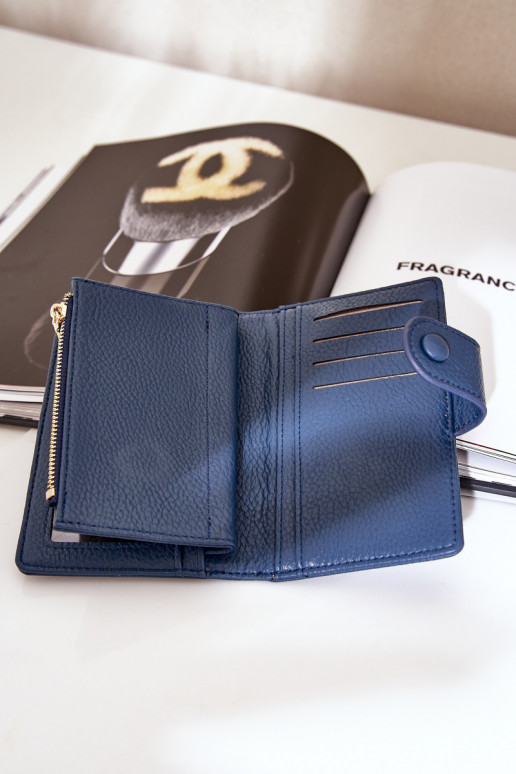 Portefeuille femme en simili cuir bleu marine Isamille