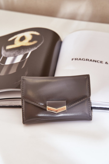 Portefeuille femme verni gris foncé Rahner
