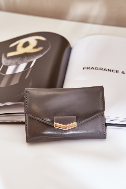 Portefeuille femme verni gris foncé Rahner