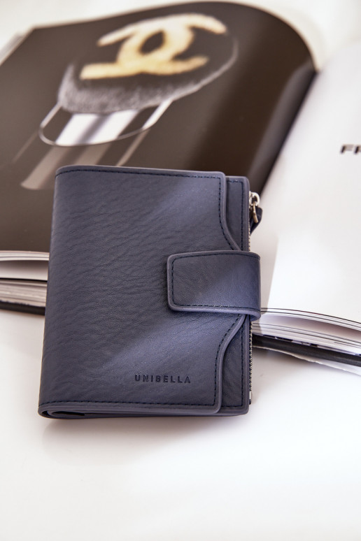 Portefeuille femme en simili cuir bleu marine Jezorea