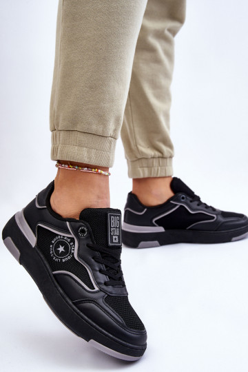 Féminin Style sportif chaussures Big Star LL274443 Noir et-couleur grise
