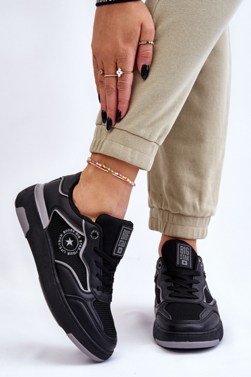 Féminin Style sportif chaussures Big Star LL274443 Noir et-couleur grise