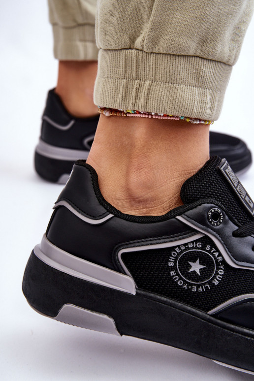 Féminin Style sportif chaussures Big Star LL274443 Noir et-couleur grise