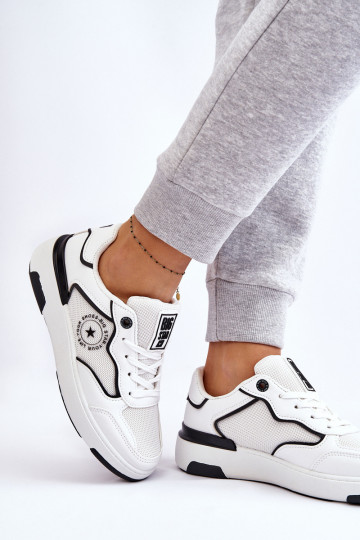 Féminin Style sportif chaussures Big Star LL274440 Blanc-couleur noire