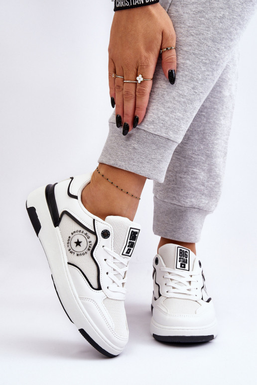 Féminin Style sportif chaussures Big Star LL274440 Blanc-couleur noire