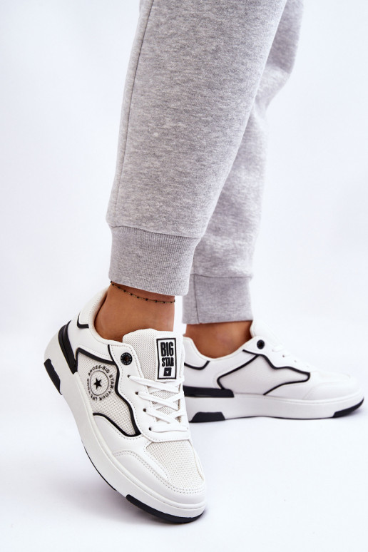Féminin Style sportif chaussures Big Star LL274440 Blanc-couleur noire