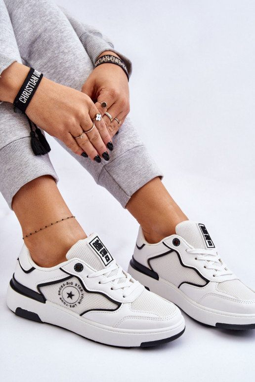 Féminin Style sportif chaussures Big Star LL274440 Blanc-couleur noire