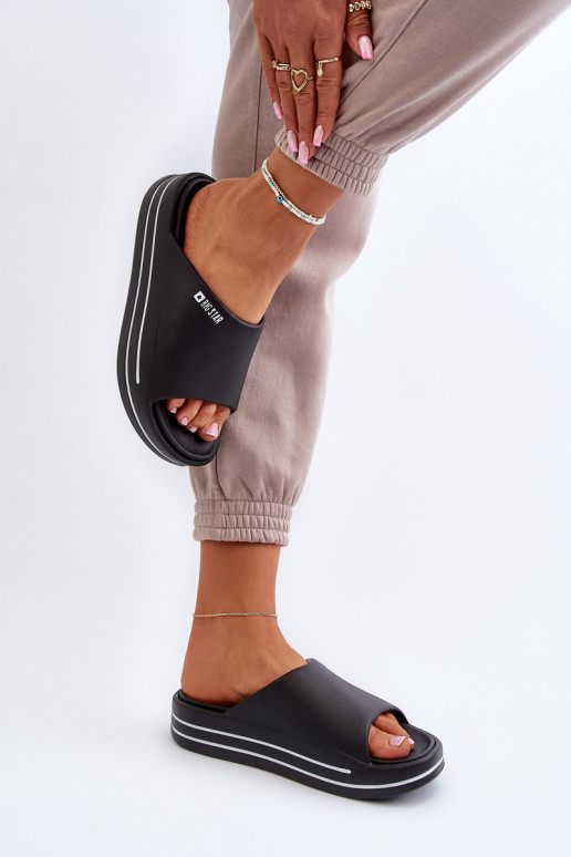 Pantoufles pour femmes avec une plateforme Big Star NN274A037 couleur noire Pantoufles pour femmes avec une plateforme Big Star NN274A037 couleur noire
