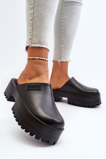 Féminin Chaussons avec des semelles massives à la mode Big Star NN274014 couleur noire 2