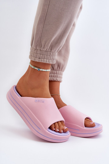Pantoufles pour femmes avec une plateforme Big Star NN274A035 couleur rose 2