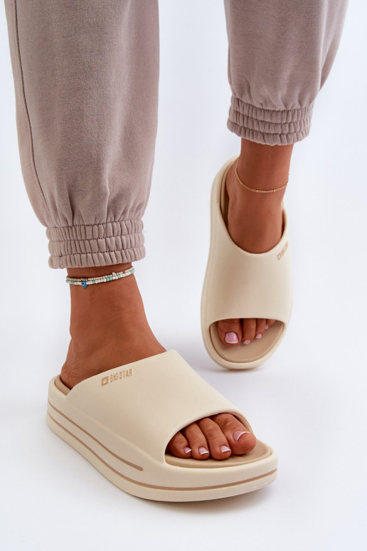 Pantoufles pour femmes avec une plateforme Big Star NN274A034 beige Pantoufles pour femmes avec une plateforme Big Star NN274A034 beige