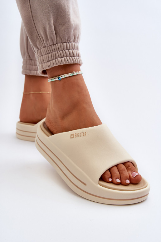 Pantoufles pour femmes avec une plateforme Big Star NN274A034 beige Pantoufles pour femmes avec une plateforme Big Star NN274A034 beige