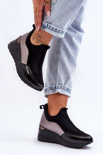 Féminin Un modèle convaincant baskets avec une plateforme Noir et-couleur argent Farro 2