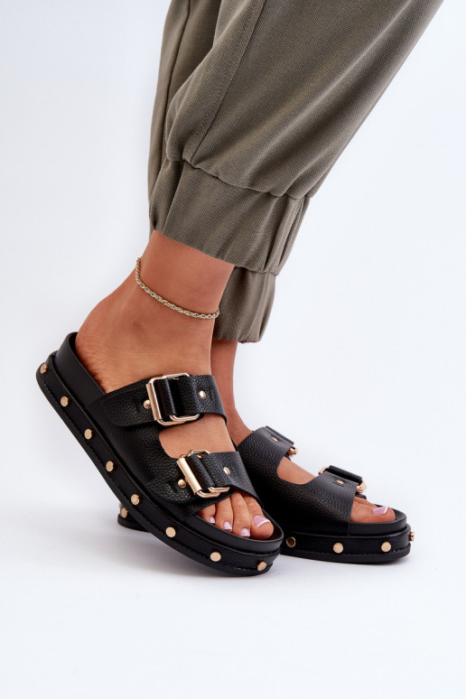 Pantoufles pour femmes avec une plateforme Big Star NN27402 couleur noire Pantoufles pour femmes avec une plateforme Big Star NN27402 couleur noire