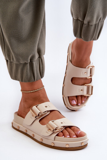 Pantoufles pour femmes avec une plateforme Big Star NN274083 beige