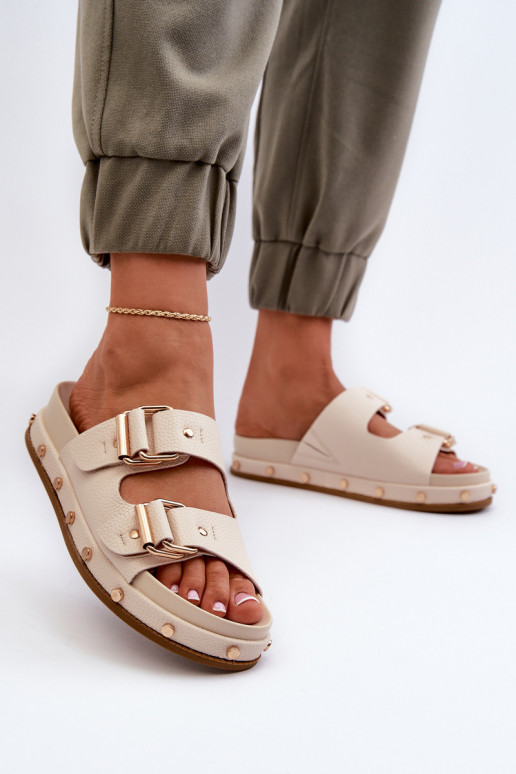 Pantoufles pour femmes avec une plateforme Big Star NN274083 beige