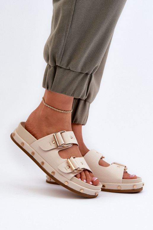 Pantoufles pour femmes avec une plateforme Big Star NN274083 beige