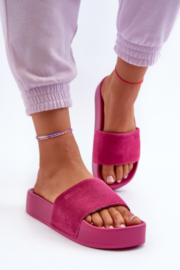 Claquettes Pour Femmes À Plateforme En Suède Big Star NN274A672 Fuchsia