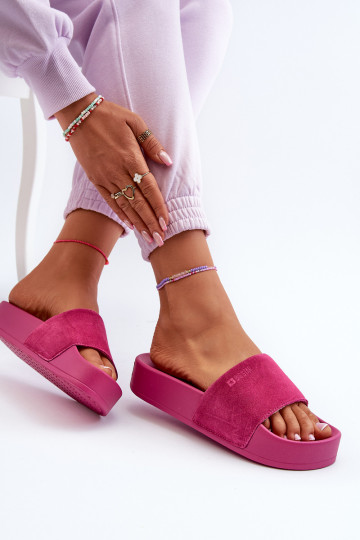 Claquettes Pour Femmes À Plateforme En Suède Big Star NN274A672 Fuchsia 2