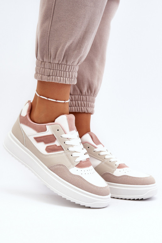 Le bas des femmes Chaussures modèle baskets beige Regines