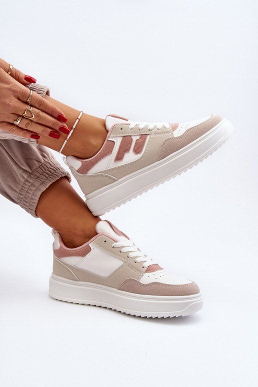 Le bas des femmes Chaussures modèle baskets beige Regines