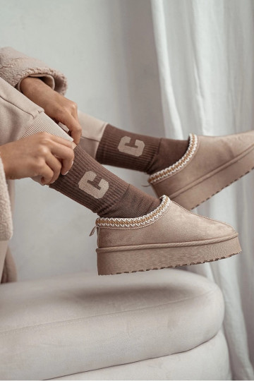 Chaussettes Féminin Frotte Z Literą C marron