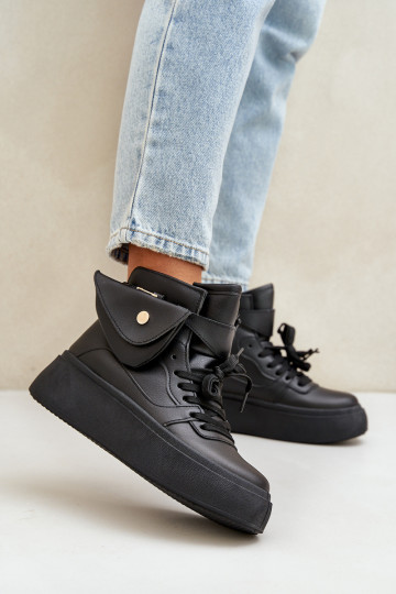Grand Chaussures modèle baskets avec supplément avec une plateforme couleur noire Saramis 2