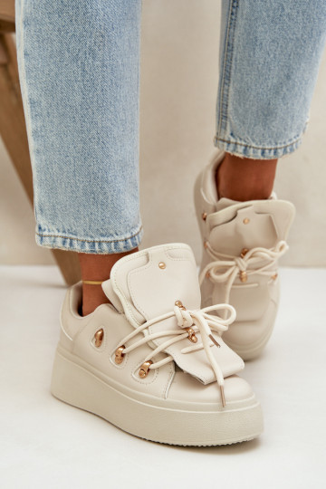 Chaussures modèle baskets Féminin avec une plateforme beige Dolistana