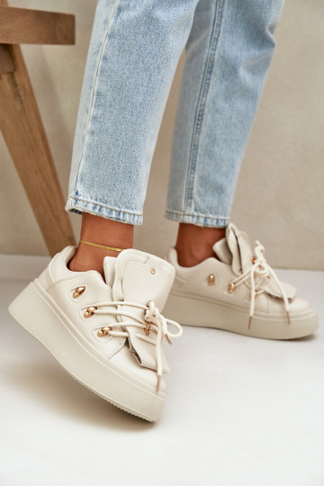 Chaussures modèle baskets Féminin avec une plateforme beige Dolistana 2