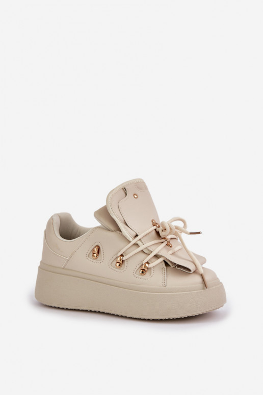 Chaussures modèle baskets Féminin avec une plateforme beige Dolistana Chaussures modèle baskets Féminin avec une plateforme beige Dolistana
