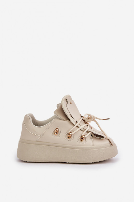 Chaussures modèle baskets Féminin avec une plateforme beige Dolistana Chaussures modèle baskets Féminin avec une plateforme beige Dolistana
