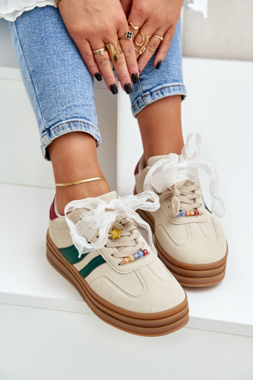 Chaussures modèle baskets Féminin Z Przypinkami beige Jariana