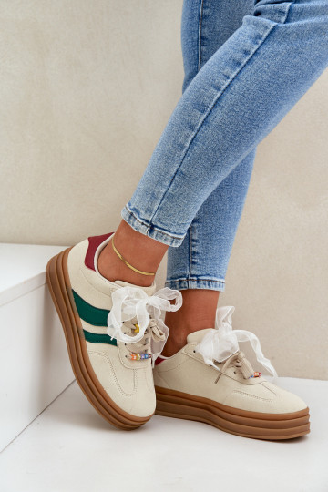 Chaussures modèle baskets Féminin Z Przypinkami beige Jariana 2