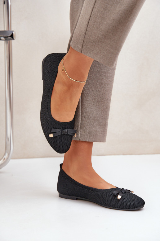 grille Ballerines avec des rubans couleur noire Bianila grille Ballerines avec des rubans couleur noire Bianila