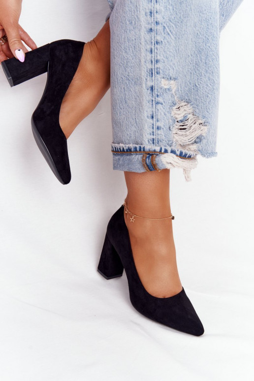 Chaussures en daim avec des talons Sergio Leone PB216 couleur noire Chaussures en daim avec des talons Sergio Leone PB216 couleur noire