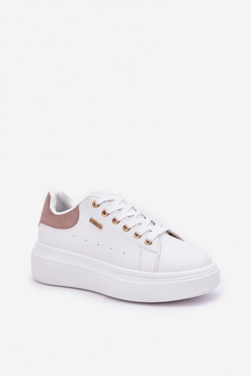 Chaussures modèle baskets Féminin avec une plateforme en cuir écologique couleur blanche Lelandine Chaussures modèle baskets Féminin avec une plateforme en cuir écologique couleur blanche Lelandine