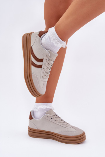 Élégant Chaussures modèle baskets avec une plateforme couleur grise DoriÀa 2