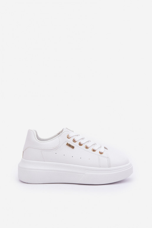 Chaussures modèle baskets Féminin avec une plateforme en cuir écologique couleur blanche Lelandine Chaussures modèle baskets Féminin avec une plateforme en cuir écologique couleur blanche Lelandine