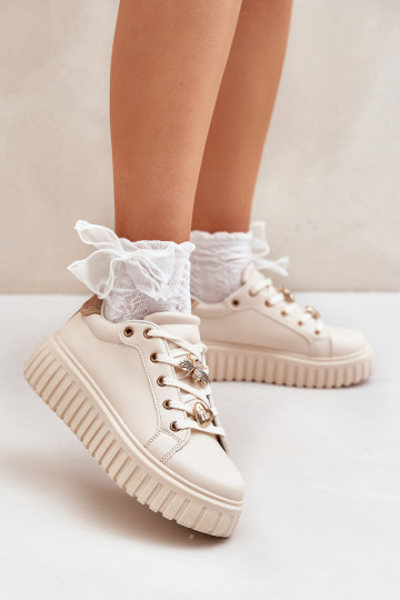 Chaussures modèle baskets Féminin Z Przypinkami beige Grelesi