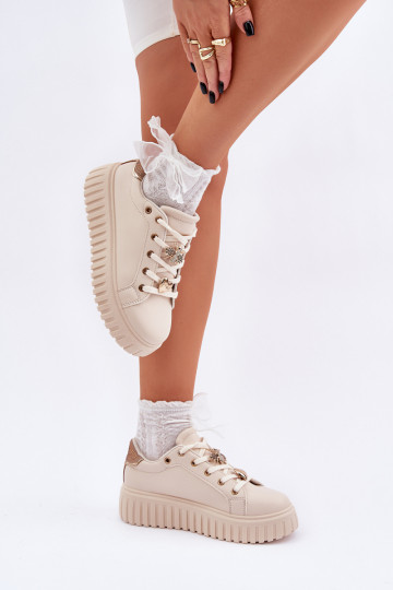 Chaussures modèle baskets Féminin Z Przypinkami beige Grelesi 2