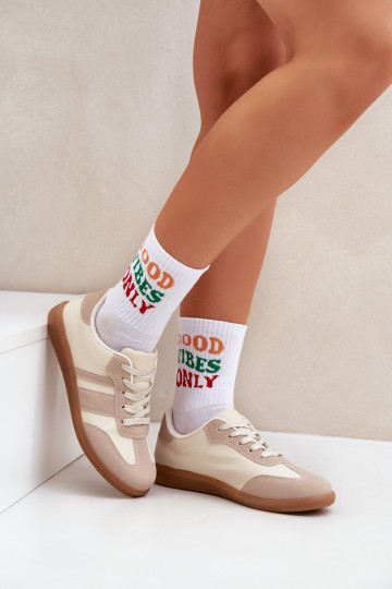 Faible Chaussures modèle baskets Féminin en cuir écologique beige Nonalorin