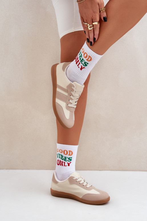 Faible Chaussures modèle baskets Féminin en cuir écologique beige Nonalorin