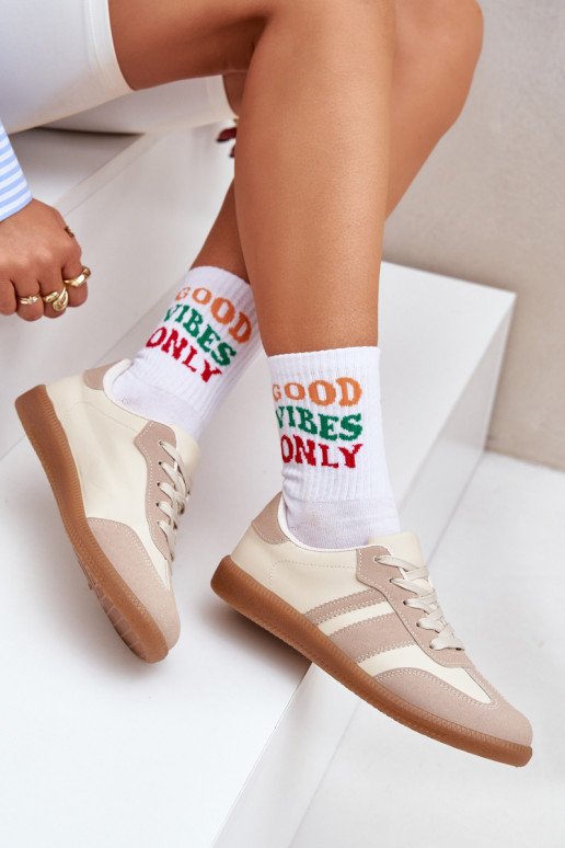 Faible Chaussures modèle baskets Féminin en cuir écologique beige Nonalorin