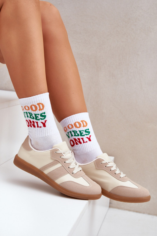 Faible Chaussures modèle baskets Féminin en cuir écologique beige Nonalorin