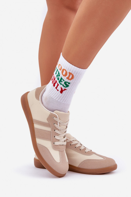 Faible Chaussures modèle baskets Féminin en cuir écologique beige Nonalorin