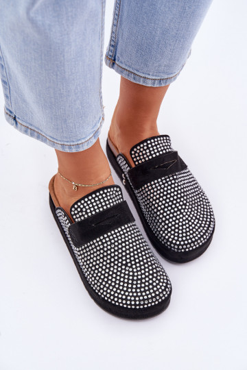 Pantoufles pour femmes Décoré Cyrkoniami avec une plateforme couleur noire Deorani