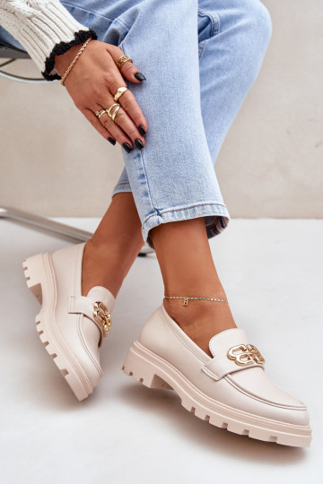 mocassins pour femmes Ze couleur doréem Detalem beige Trionna